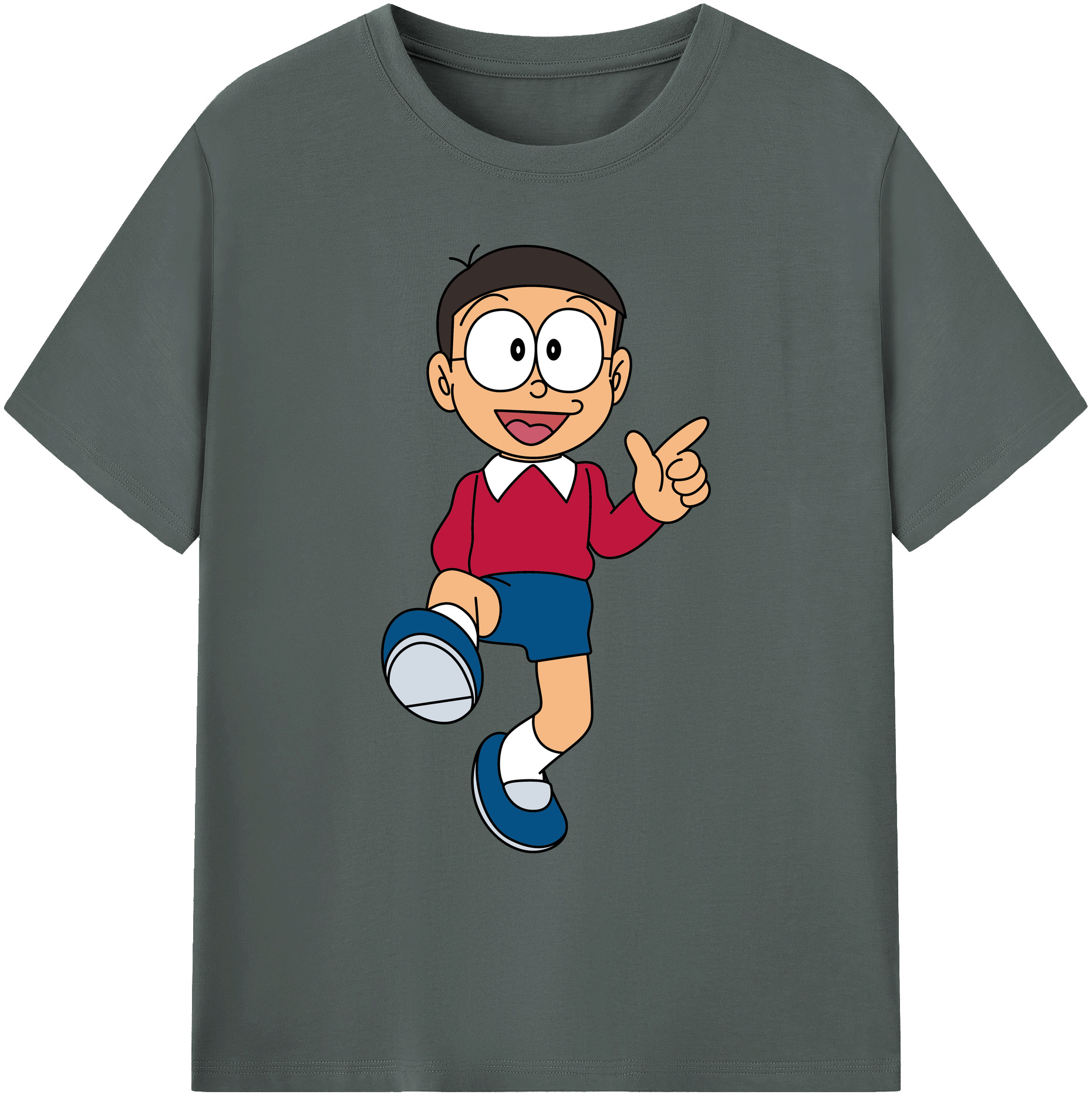 （画像用） ドラえもん 野比 のび太 Doraemon Nobita Nobi 綿100％ メンズ半袖Tシャツ｜肌触りやわらか＆通気性